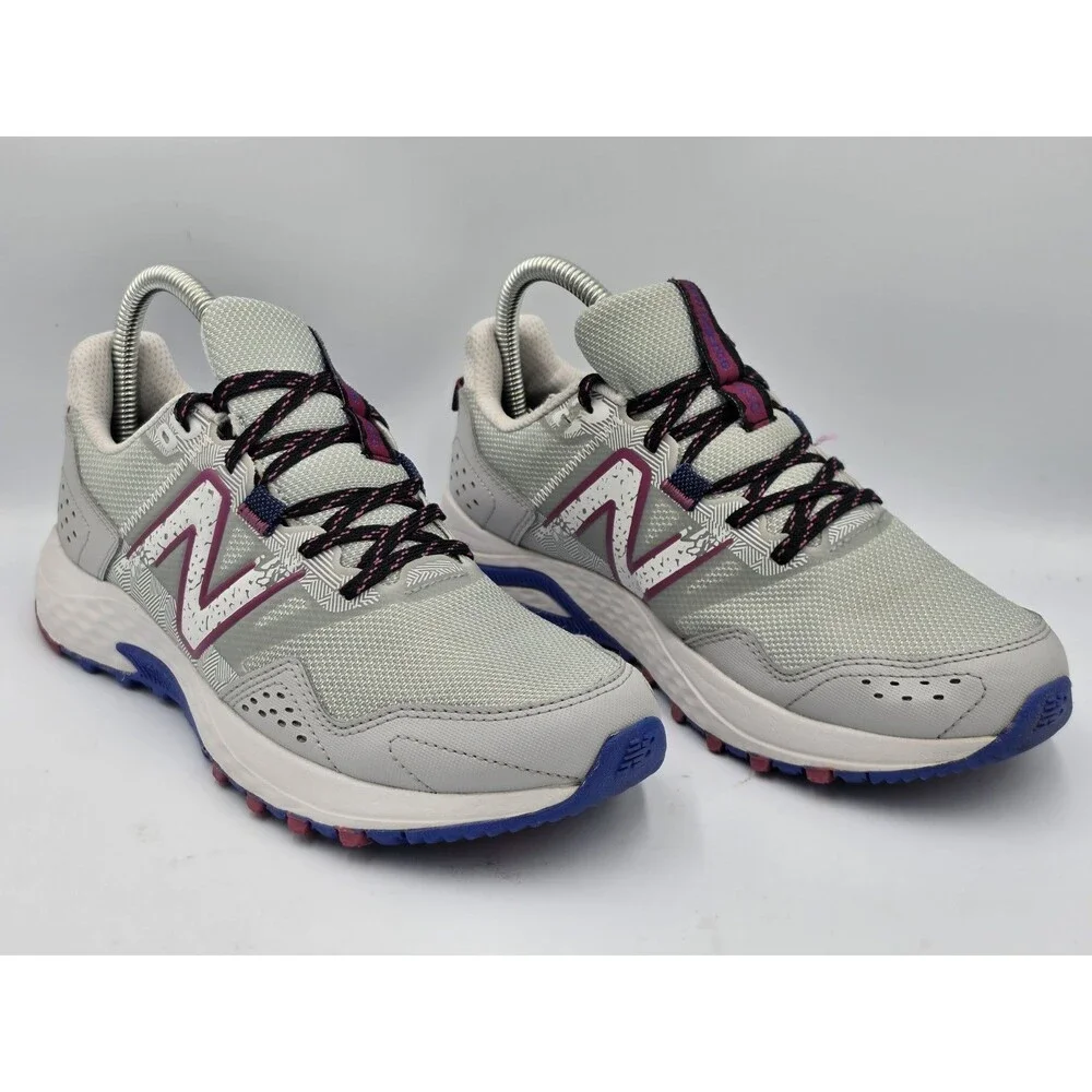 New Balance T410 V8 Womens Size 8 Gray Purple Trail Running Shoes Sneakers